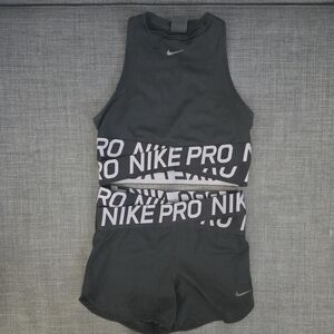Nike Pro Black Athletic Crop Top and Shorts Set